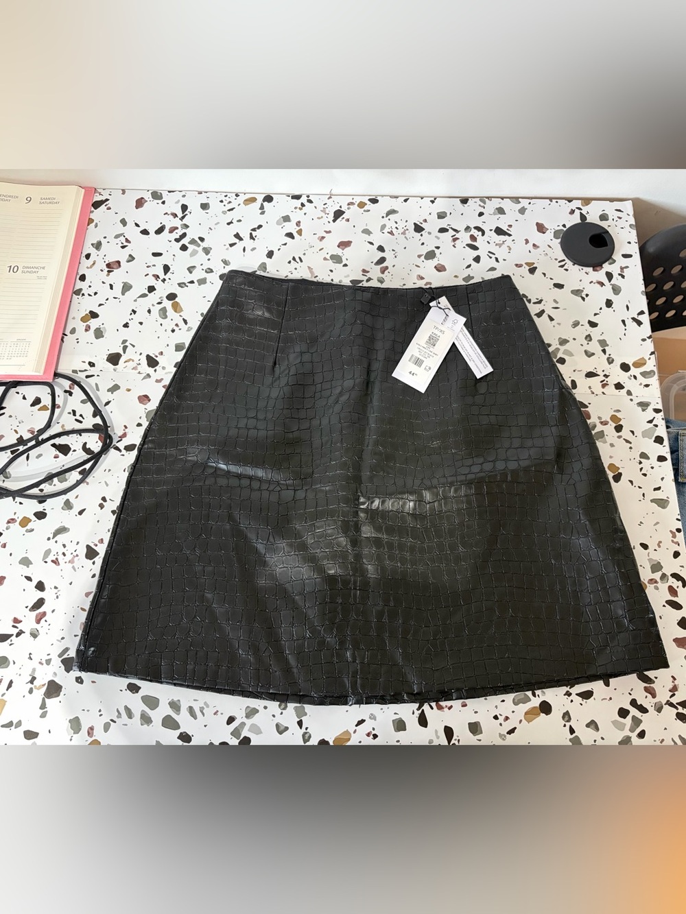 Faux Croc Black Mini Skirt